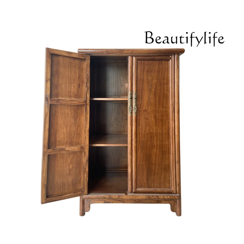 

New Chinese Style Solid Wood round Corner Cabinet Wardrobe Bedroom Locker Old Elm Corner Cabinet Tea Room Furniture