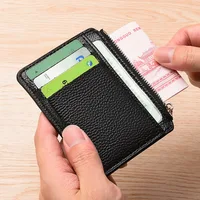 Men Fashion Credit ID Card Holder Wallet Male Slim Leather Wallet with Coin Pocket Multi Slot Black Brown Business Purse - Image 4