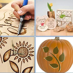 Ensemble de stylos à bois pour fer à souder, 220V 60W, pointes ciselées, lame, outil de pyrographie, Kit de stylos à souder 