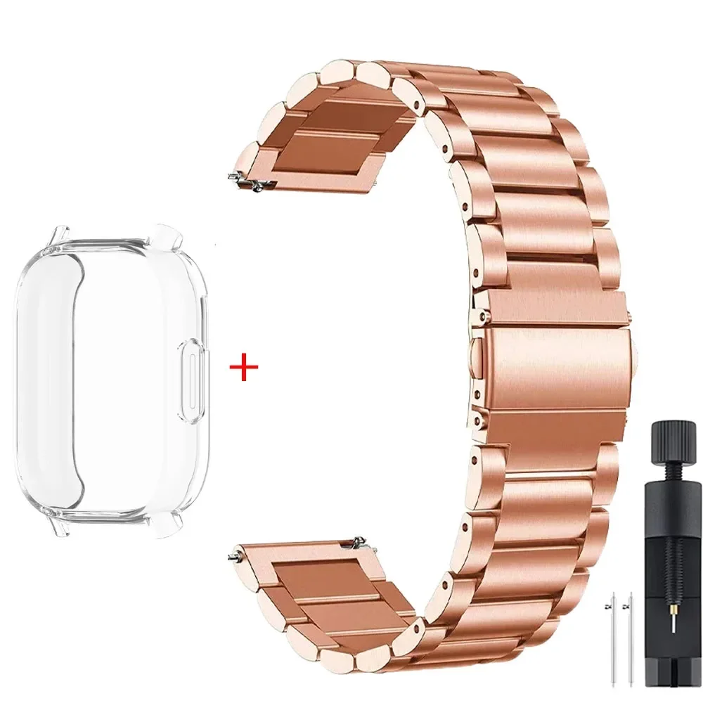 Luxury Metal Strap with TPU Soft Case for Premium Smartwatches - Stainless Steel Watchband Correa