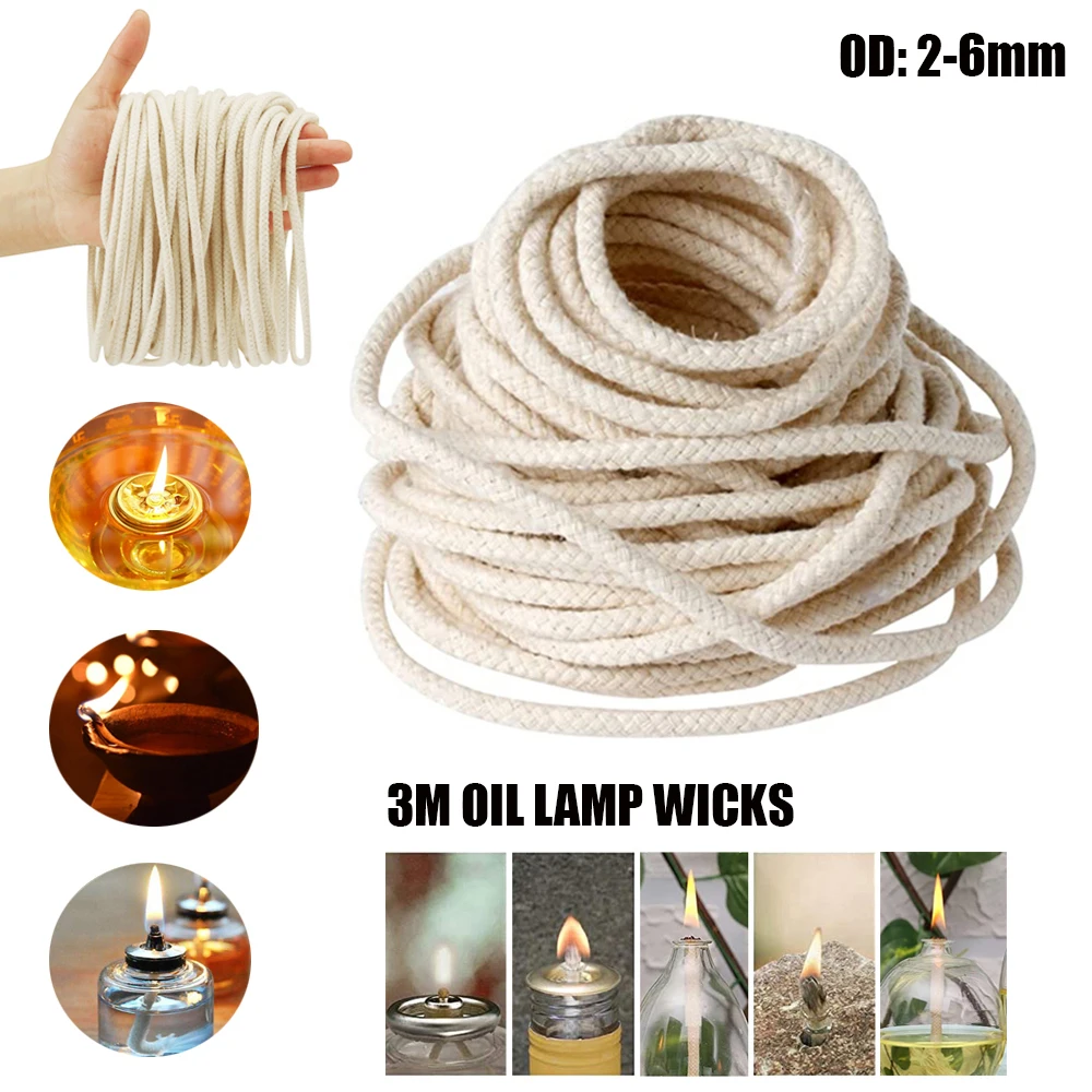 Round Cotton Wick 6mm Burner For Oil Alcohol Lamp Garden