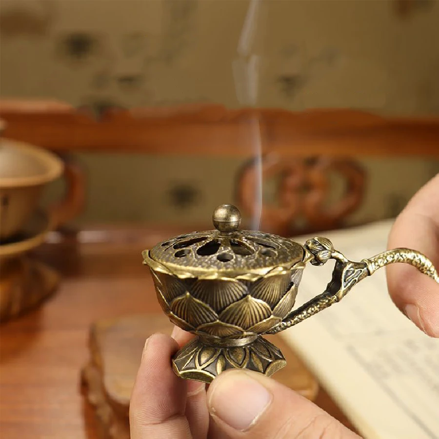 Vintage Lotus Alloy Incense Holder 3