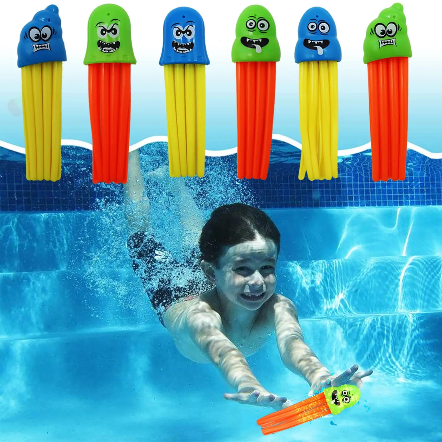 6 Pieces Jellyfish Dive Toys With Cute Expression Bath Toys  Pool Toys Swimming Pool Games for Toddlers Boys Girls Teens Adults 5
