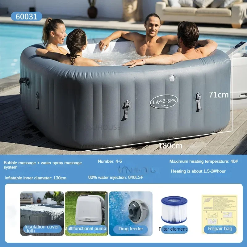 Description Picture 2 of itemModern Constant Temperature Heating Bathtub Athroom Fixture Whirlpool Inflatable Bathtubs Household Outdoor Seat Bath Adults
