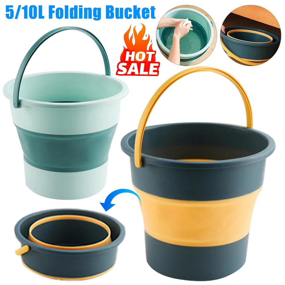 5/10L Folding Bucket Car Wash Water Storage Container Travel Bucket Bathroom Water for Indoor Outdoor Camping Fishing folding bucket