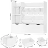 Toy Storage Organizer with 3 Movable Drawers, Bookshelf and Bookcase with 6 Plastic Bins & 2 Storage Cubbies, Toy Chest 5