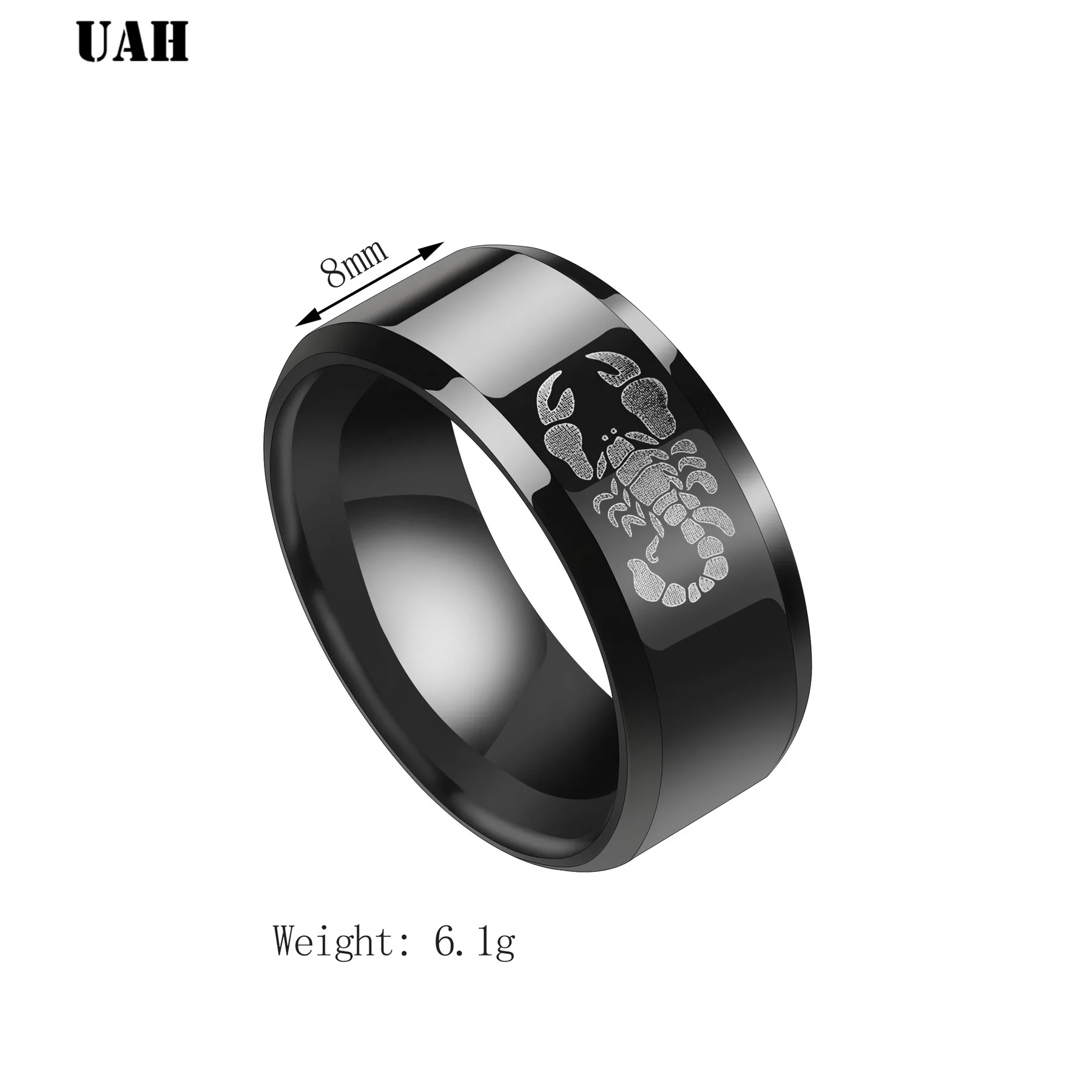 UAH Punk Scorpion Stainless Steel Male Retro Ring Scorpion Pattern Stainless Steel Titanium Rings for Men Jewelry 3