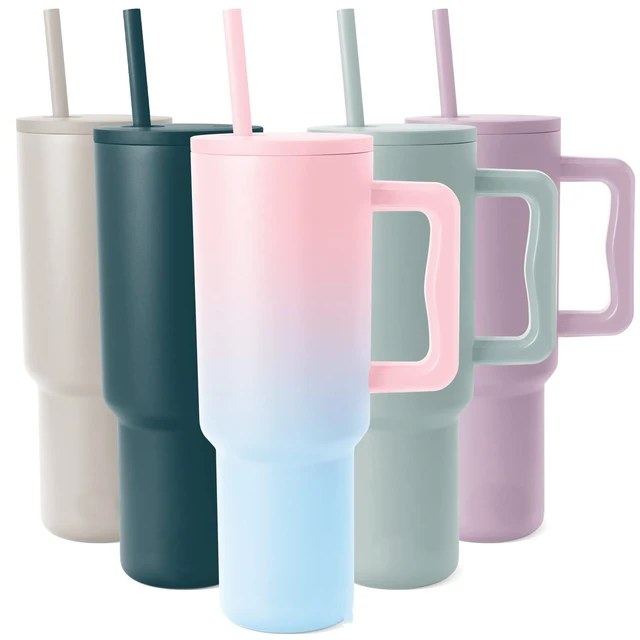 Tasse isotherme à café en paille en acier inoxydable avec poignée,  bouteille d'eau portable pour voiture, grande capacité, tasse thermique  sans BPA, voyage, 40oz - AliExpress