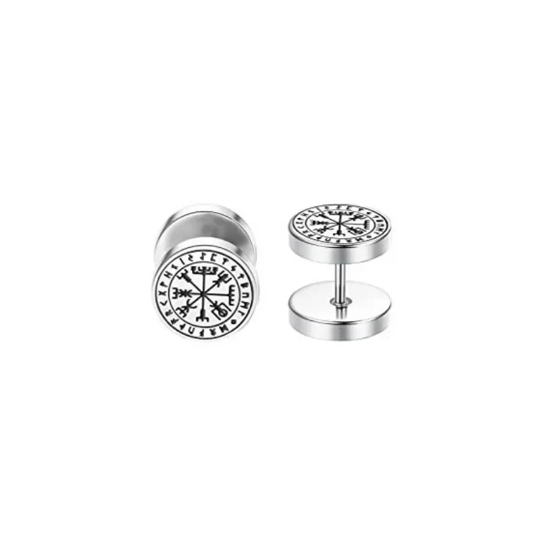 6 Paar Set 18G Wikinger Rune Runde Ohrstecker für Damen Herren 316L Edelstahl Knorpel Tragus Helix Piercing Schmuck – Detail 17
