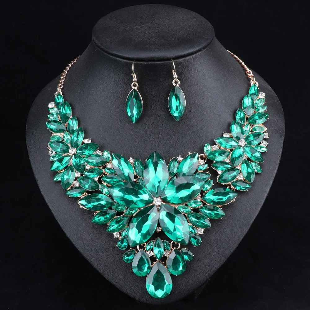Fashion Crystal Jewelry Sets Bridal Necklace Earrings Sets Wedding Party Jewelery Dress Jewellery Decoration Accessories bridal jewelry sets,crystal jewelry sets