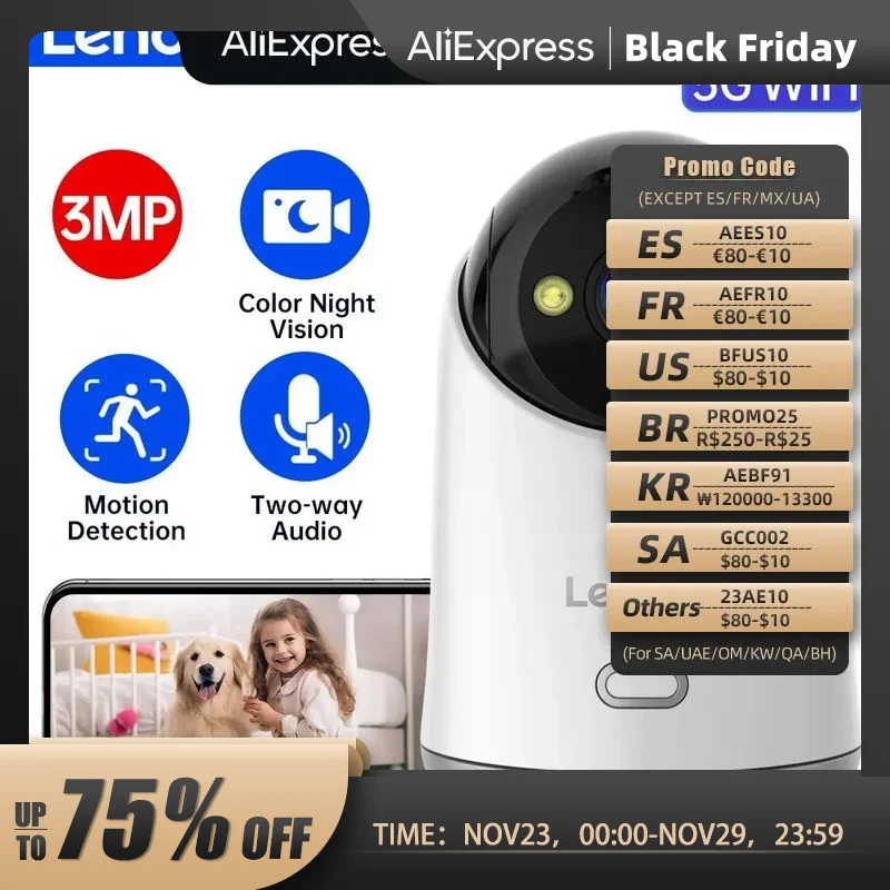 Lenovo-3MP-5G-WiFi-PTZ-IP-Camera-Smart-Home-Color-Night-Audio-Wireless ...