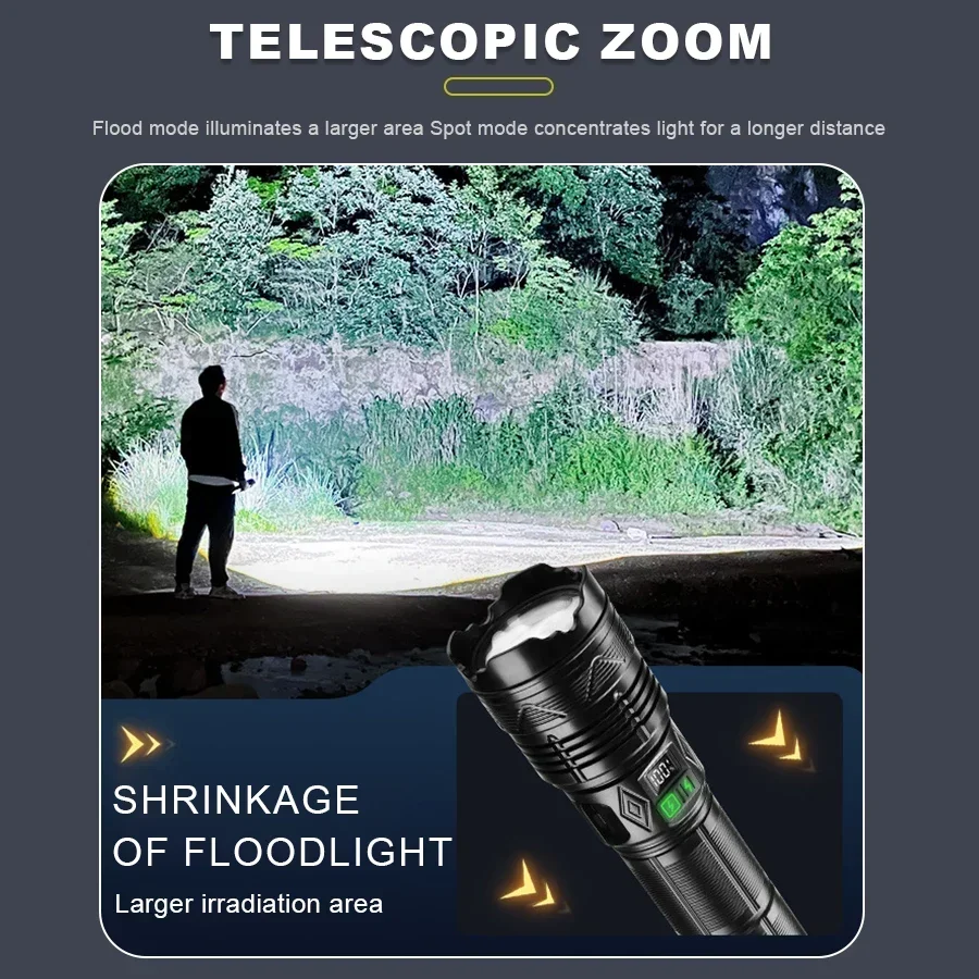 Description Picture 5 of itemHigh Power White Laser Flashlight Super Bright LED Spotlight Long Range Torch Zoom Emergency Outdoor With Battery Indicator