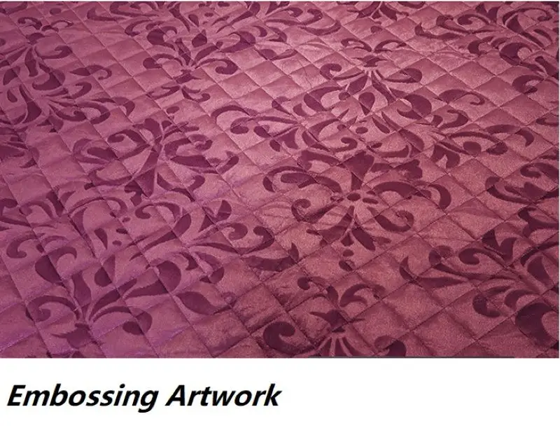 European Velvet Plush Quilted Bedspread Queen Size Embossing Bed Skirt Soft Bed Cover