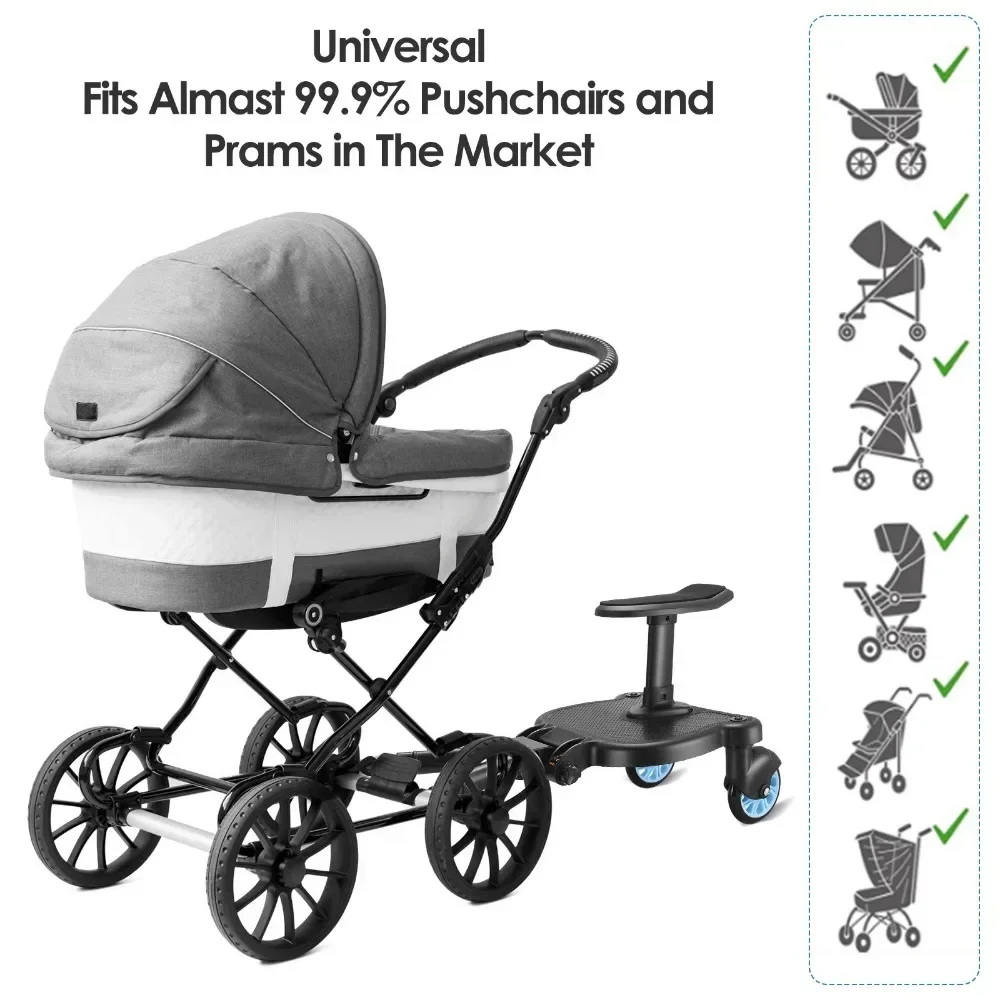 Description Picture 5 of itemBaby Accessories Pram Pedal Adapter Stroller Board with Detachable Seat Comfort Wheeled Board Stroller Ride Board with Wheels