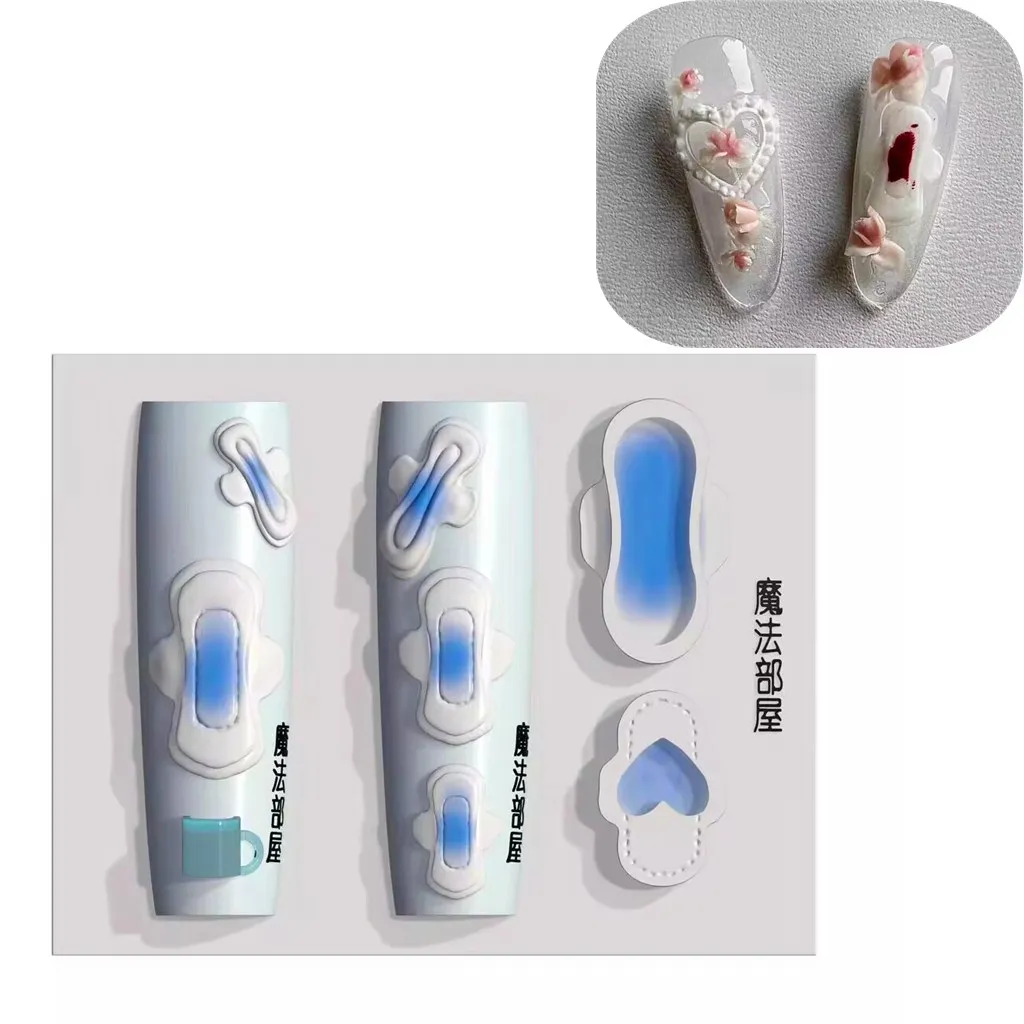1pc Cherry Bow Love Snake Rose Skirt Lace 3D Acrylic Nail Mold Nail Art Decorations Silicone Stamping Plates  Nail Accessories 5