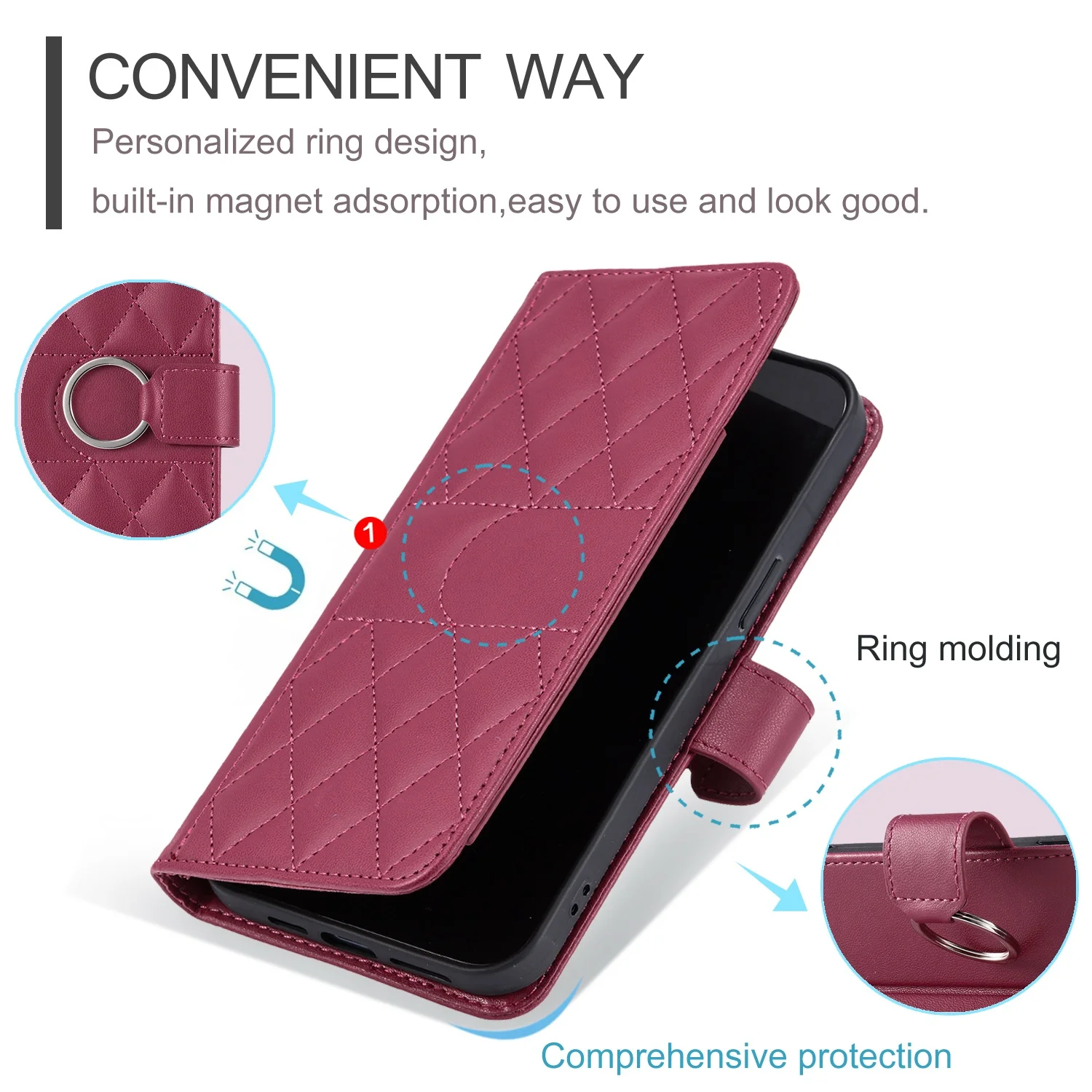 Elegant PU Leather Flip Wallet Phone Case Cover
