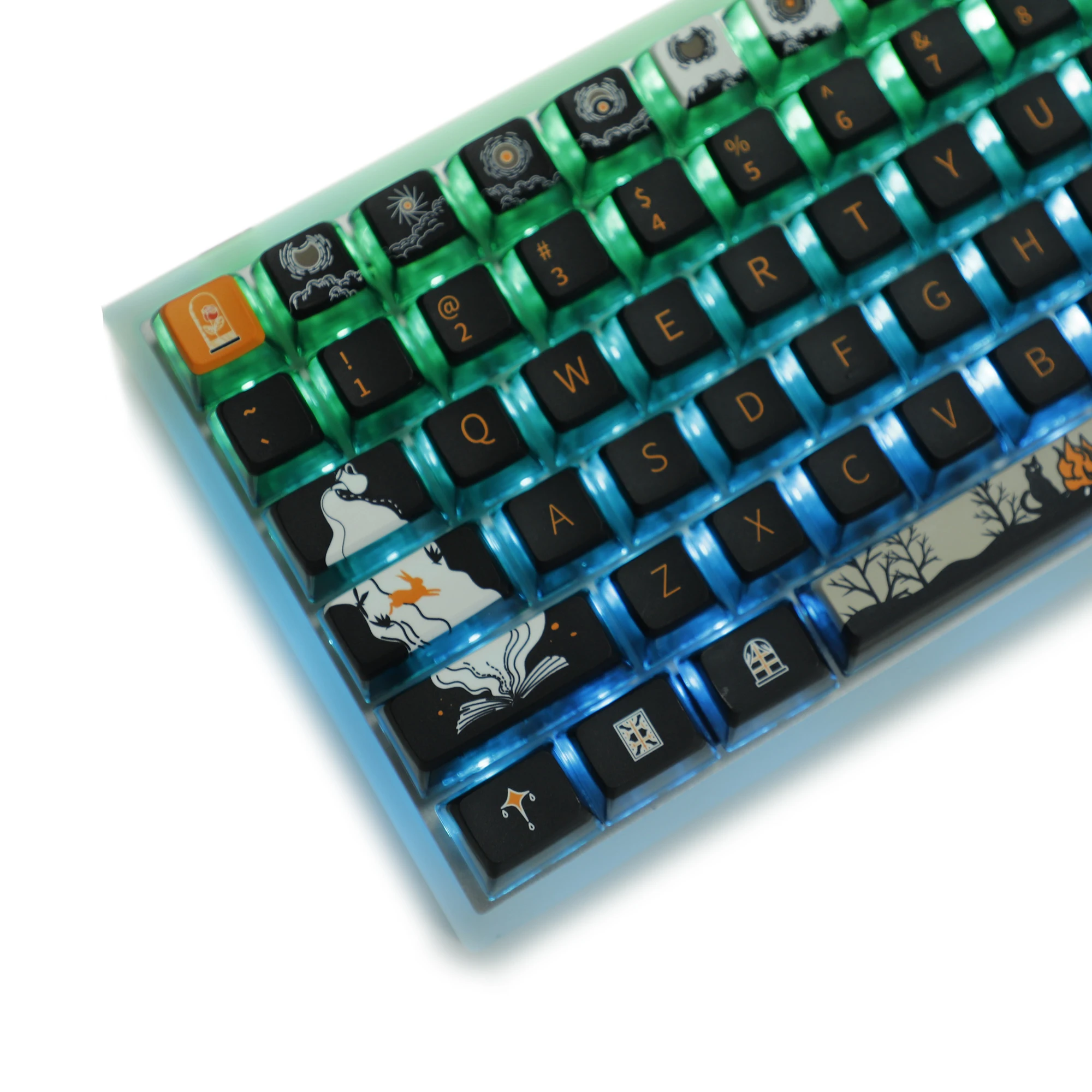 Ymdk-dark Fairy Tale Pbt Pudim Backlit Smoky Keycaps Asa Perfil de Teclado Mecânico mx 104 96 87 84 68 116 Teclas - Imagem 3