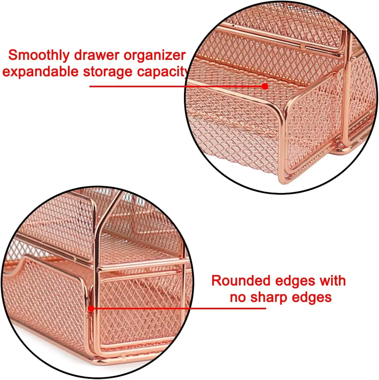 Desk Supplies Organizer, Multi-Functional Mesh Desk Organizer with 6 Compartments & Drawer Organizer for Office Supplies