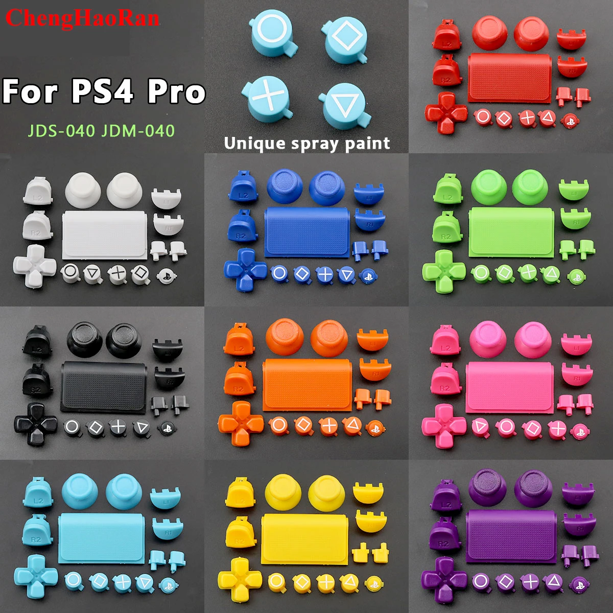 

1SET Full Set Joysticks D pad Button R1 L1 R2 L2 Direction Key ABXY Buttons JDS-040 For PS4 Pro Slim Controller Components