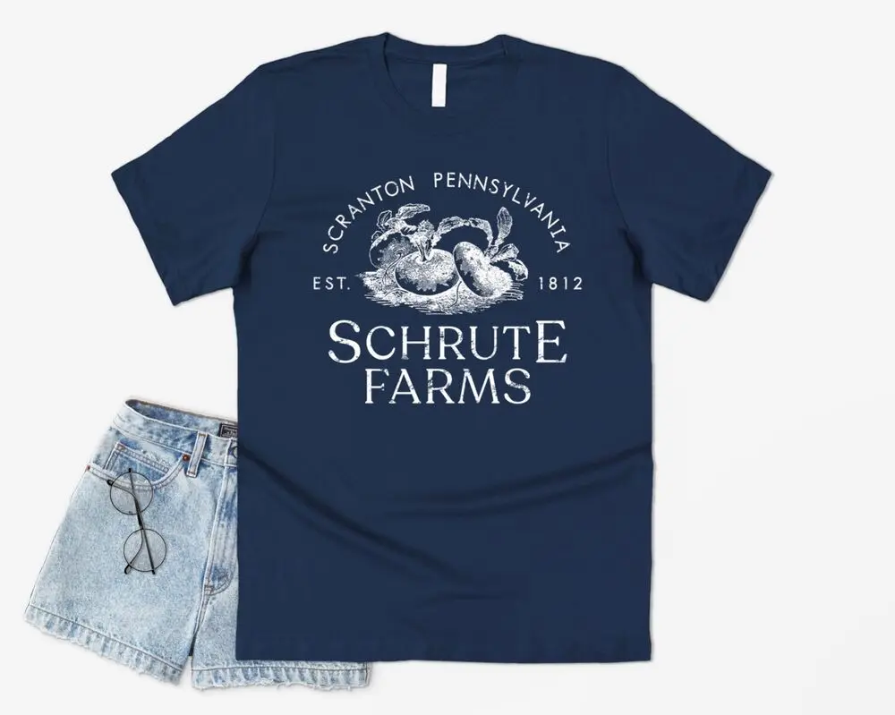 

Футболка Schrute с изображением фермы, забавная офисная футболка с изображением грабита Майкла из американского аниме, одежда для мужчин, женские футболки с коротким рукавом