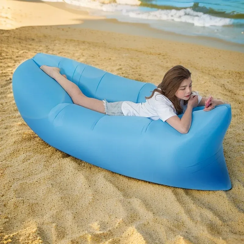 Portable Beach Air Sofa Inflatable Sofa Camping Inflatable Sofa Bed Sleeping Lazy Outdoor Folding Single Inflatable Mattress 2