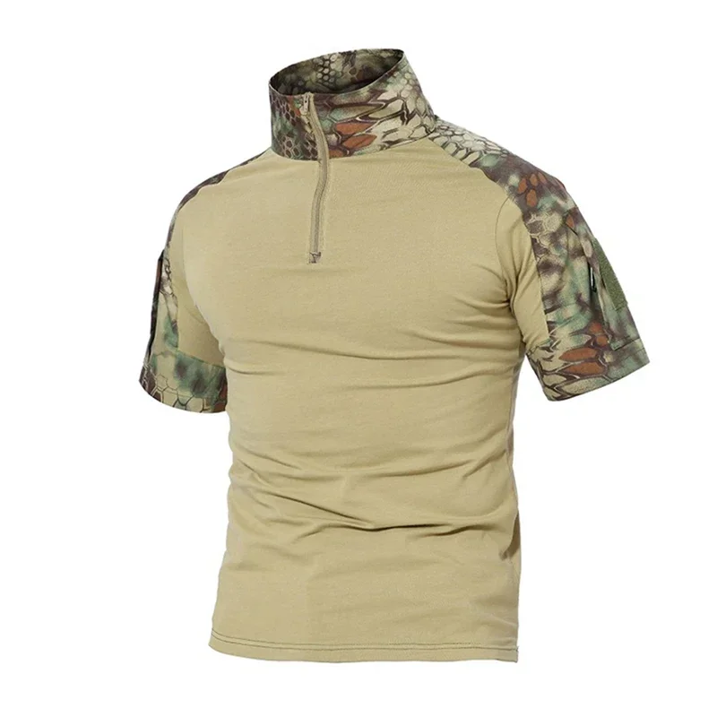 Tactical Summer Men Short Sleeves Camouflage Frog Suit Combat Hunting Workout T-Shirt