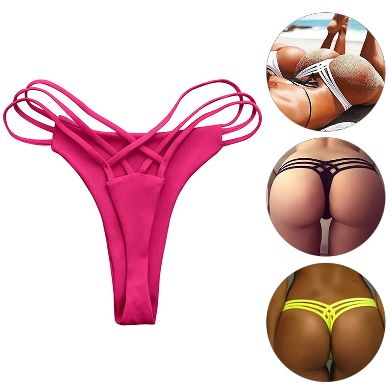 New Women Sexy G-string Cross-strap Bikini Swimwear Stylish Bottoms Female Thong Beach Panties Swimsuit Solid Color Underwear bikini set women swimwear bikini swimsuit bikini bottom