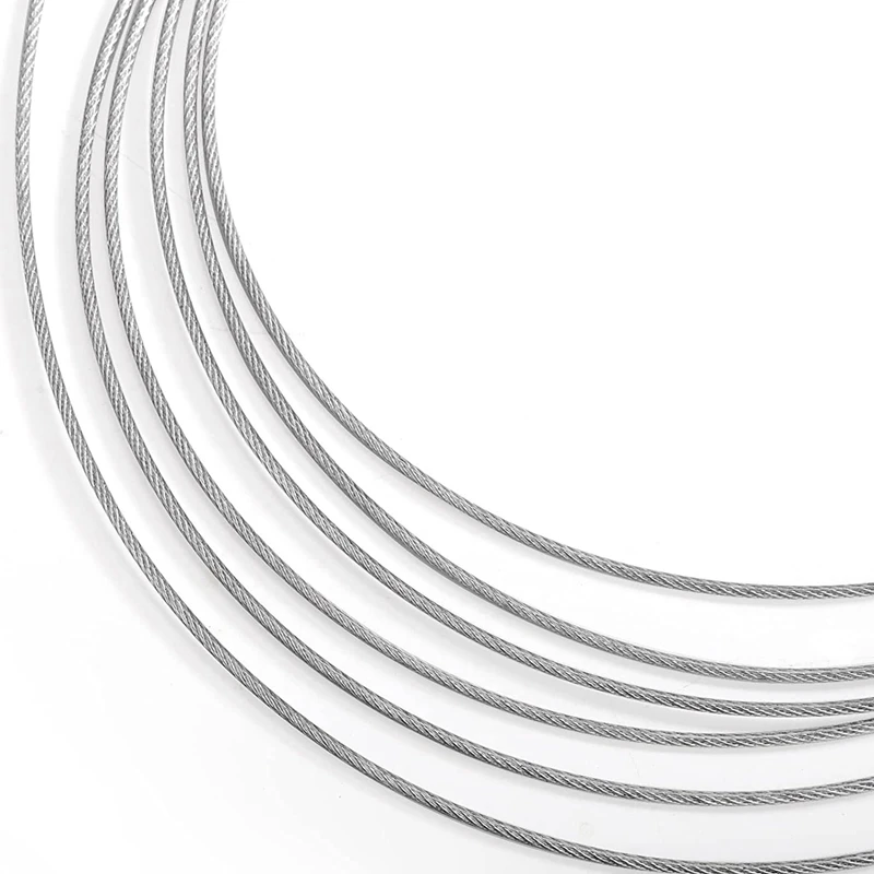 LLCS-5Pcs 1/16Inch X 500Feet Wire Rope Cable, Braided Wire Stranded Rope Aircraft Cable For Outdoor Clothesline, Trellis,