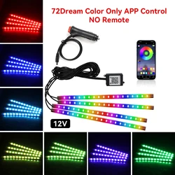LED Car Interior Ambient Lighting with Music Sync - USB Plug & Play System (72LED APP Cig)