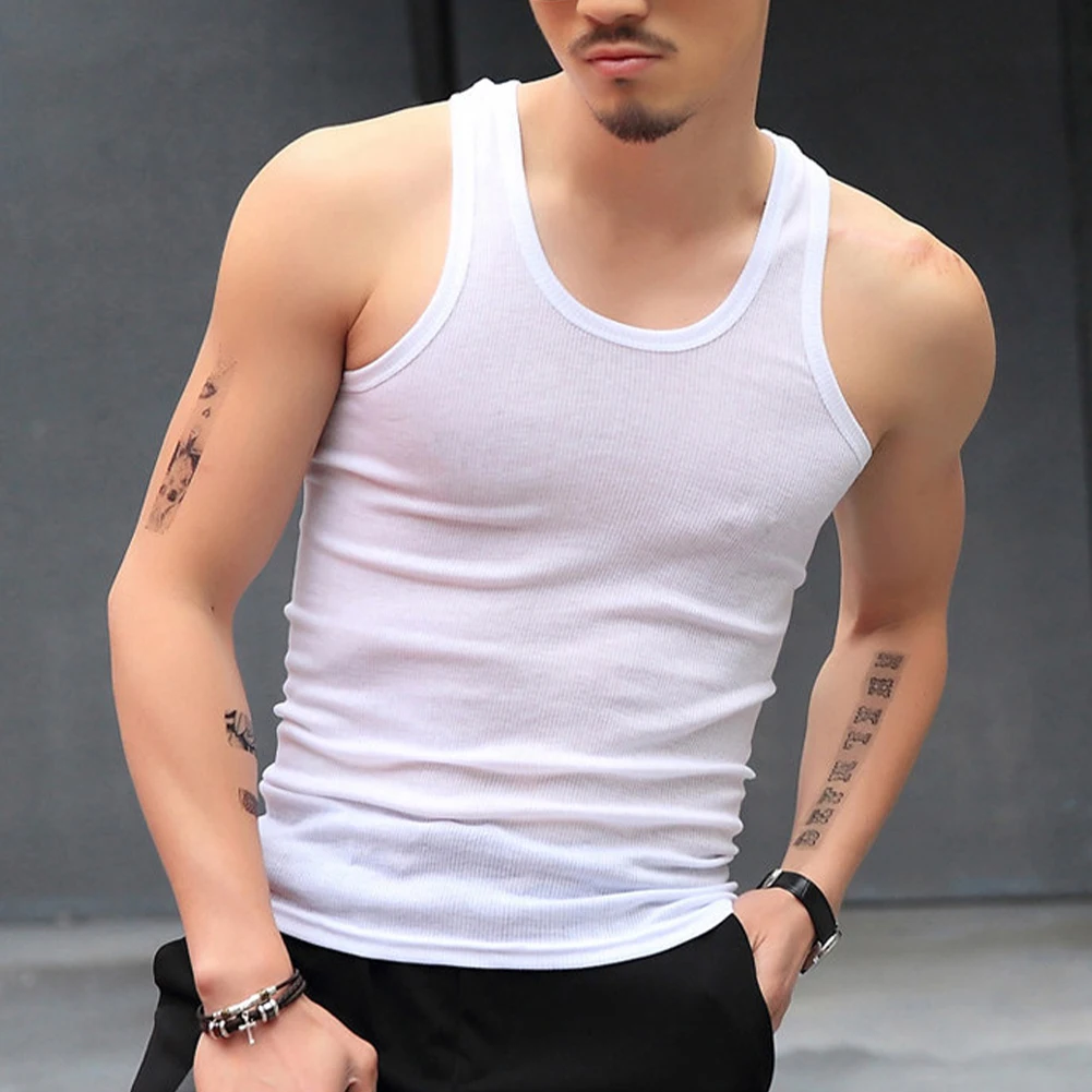 Description Picture 6 of itemTops Tank Bodybuilding Breathable Elastic Fitness Gym Men Pullovers Sleeveless Solid Color Sports 2023 New Male