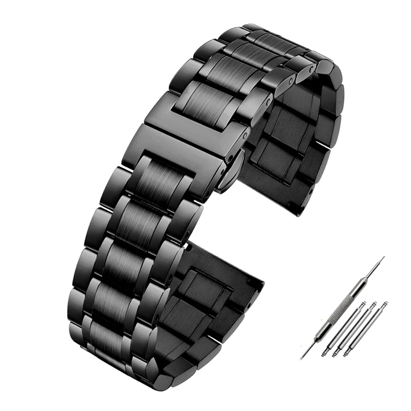 Elegant Curved End Stainless Steel Watchband Bracelet Strap