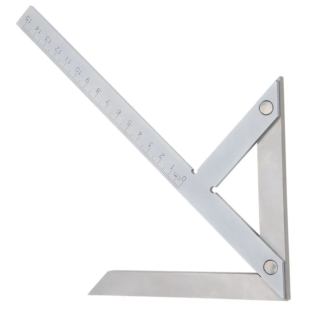 내구성이 뛰어난 탄소강 센터 앵글 게이지 150x130mm 45/90도 센터 마커 눈금자 실버 앵글 게이지 각도기 마킹 레이아웃