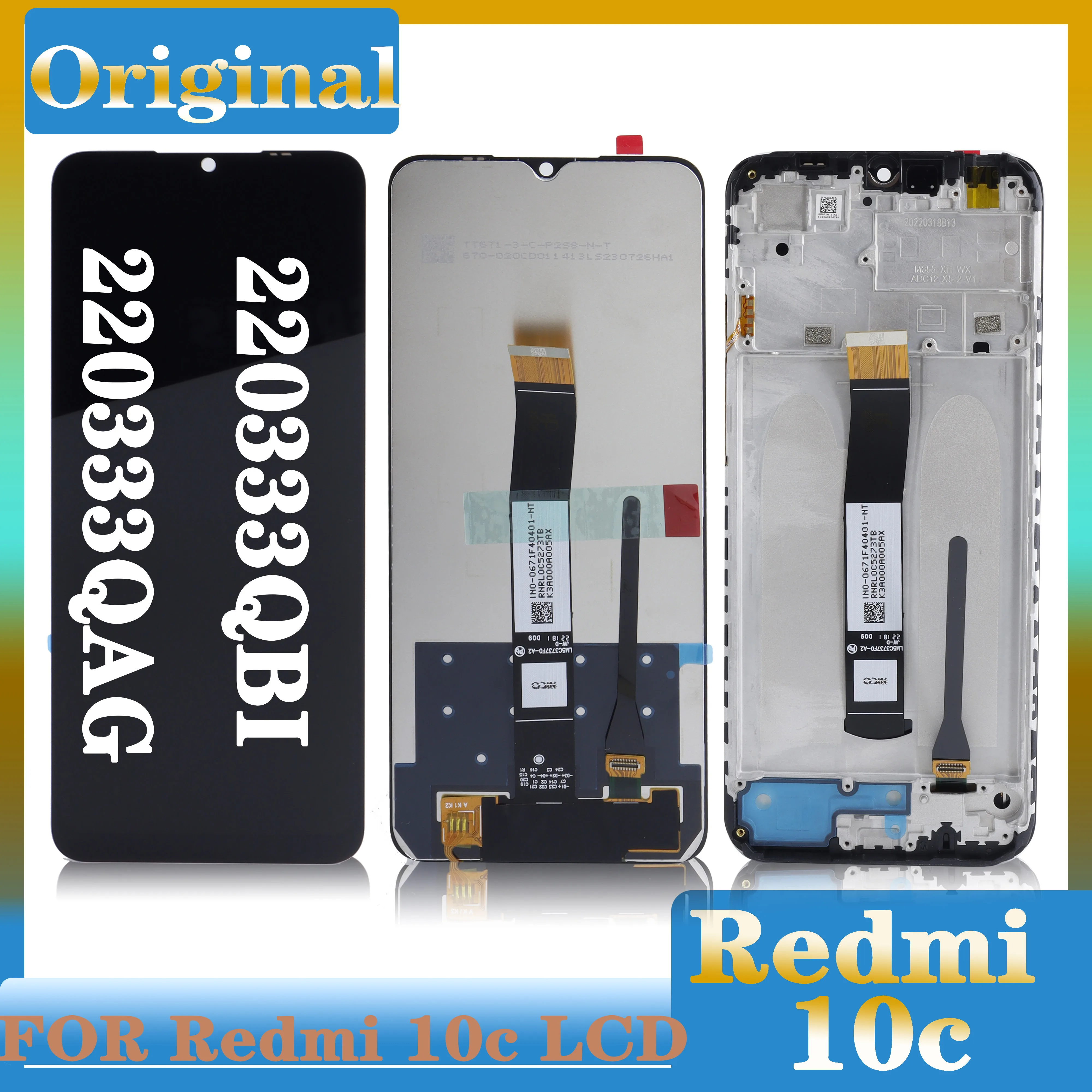 

Original For Xiaomi Redmi 10c 220333QAG, 220333QBI LCD Display Touch Screen Digitizer Assembly Replacement Frame Repair 6.71''