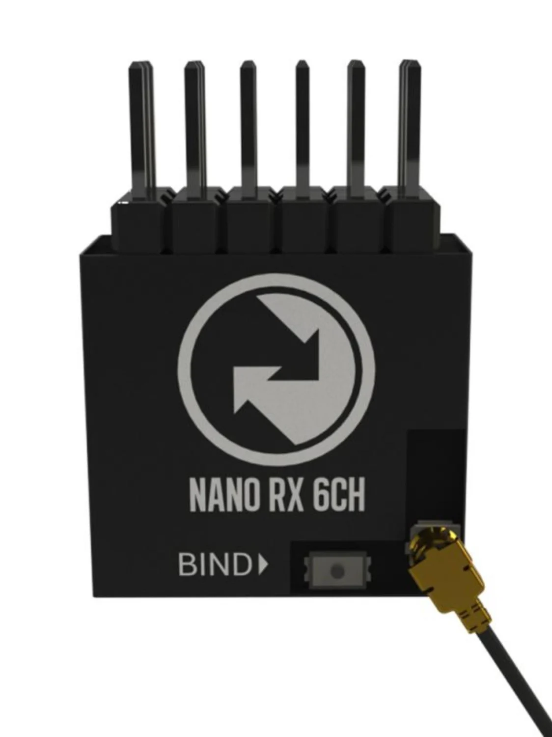 Connecteurs et antenne du TBS Crossfire Nano RX SE, récepteur longue portée 915 MHz pour drone.