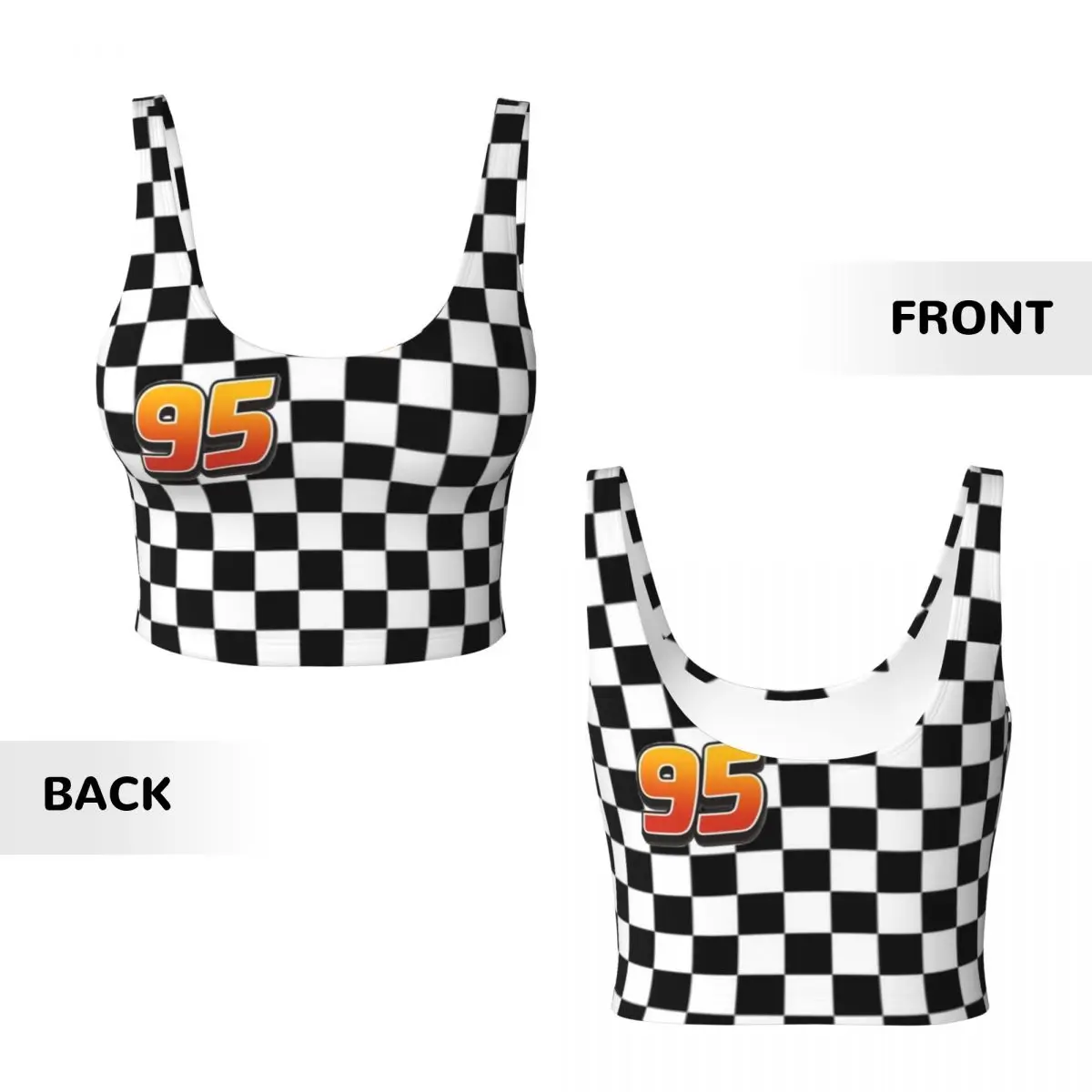 High Impact Lightning McQueen 95 Sports Bra Women Cartoon Gym Workout Yoga Crop Top