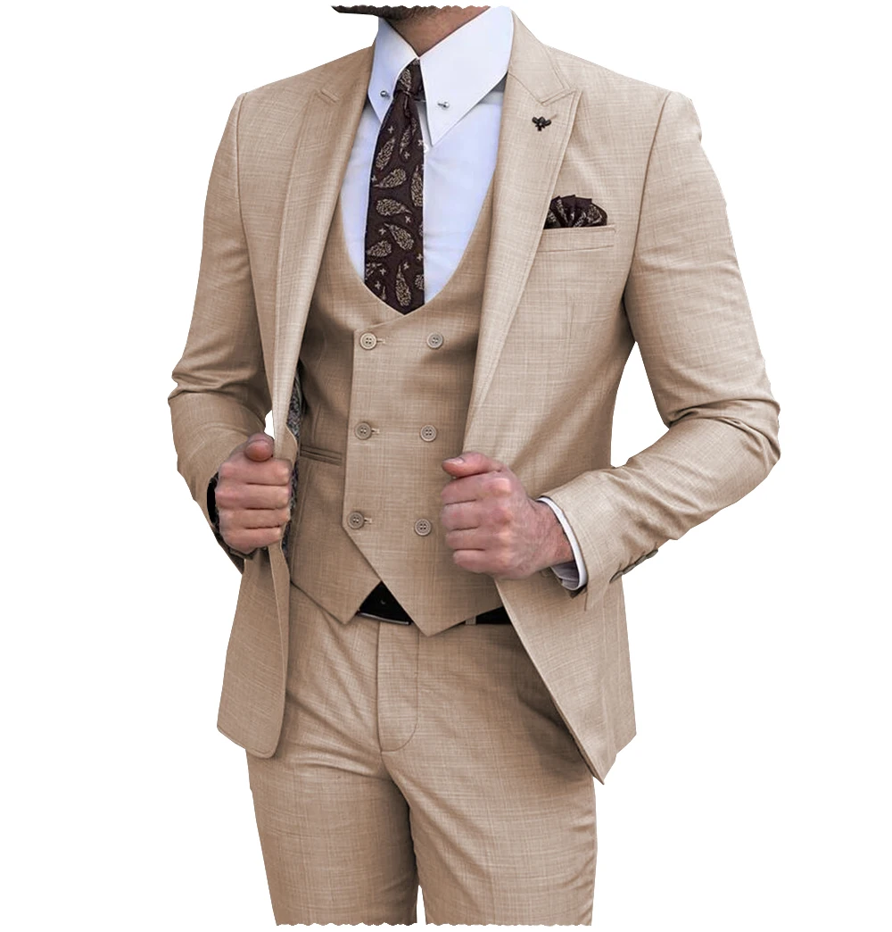 

Костюм мужской из 3 предметов, смокинг в итальянском стиле, деловой пиджак с лацканами для жениха, свадьбы, работы