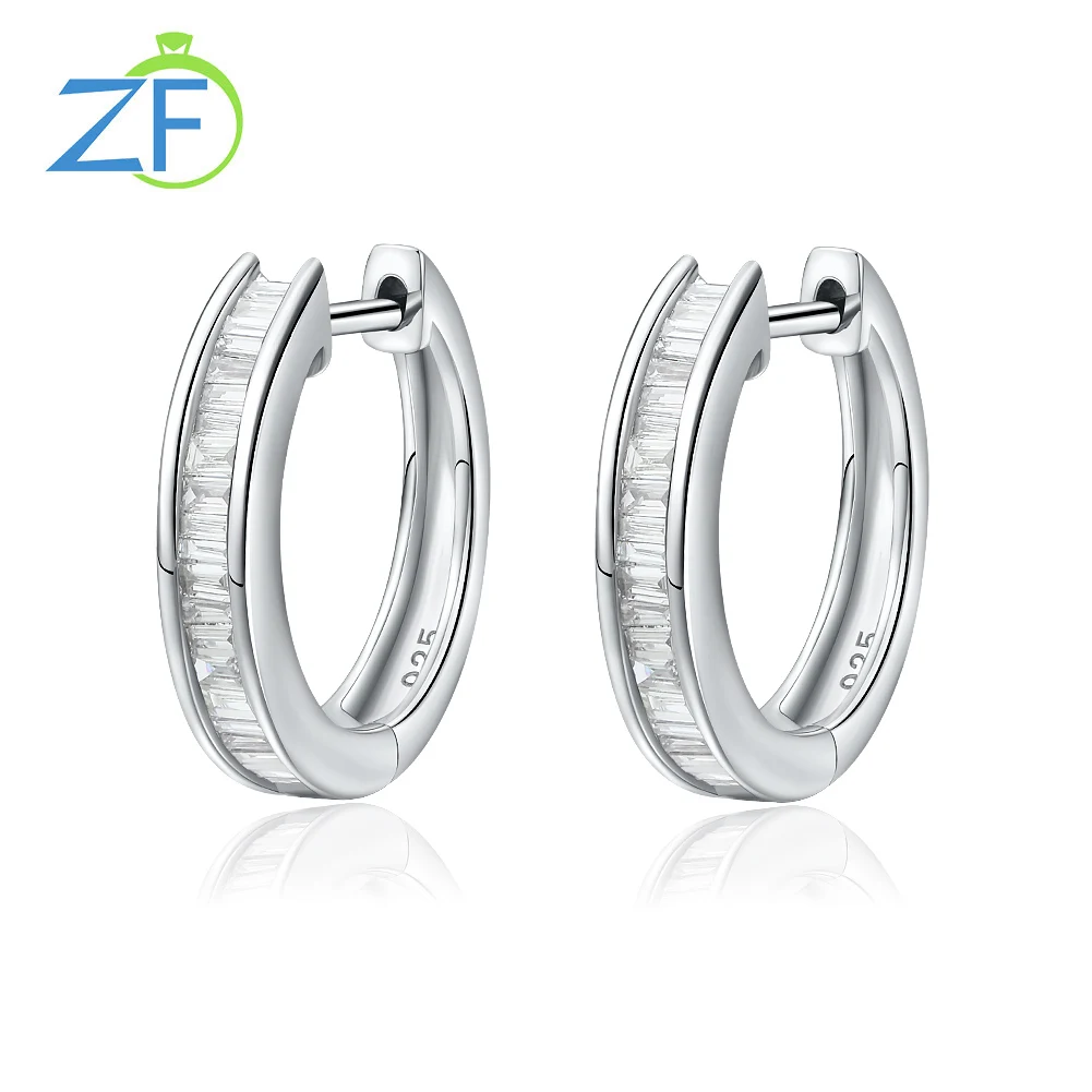 

GZ ZONGFA 925 Sterling Silve Hoop Earrings for Women 0.3Ct Real Natural Sparkling Diamond Earring Anniversary Gift Fine Jewelry