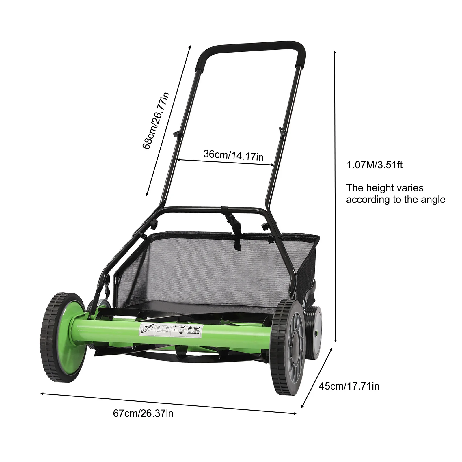 Reel Mower Walk-behind Lawn Mower with Grass Catcher for Lawn