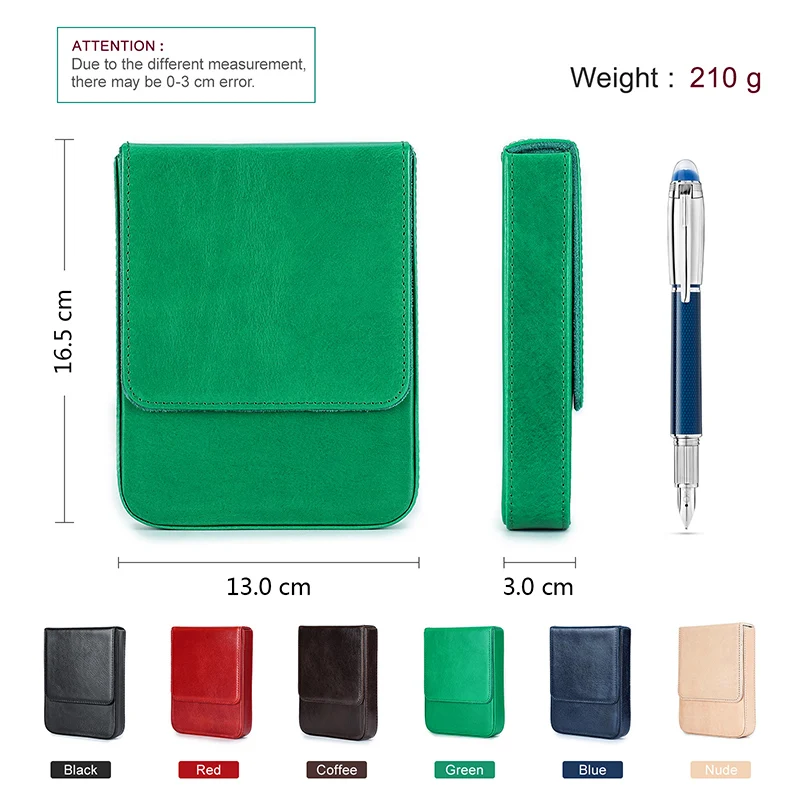 CONTACTS FAMILY Genuine Leather Pen Case Holder Handmade Pen Box Shockproof Detachable Portable Stationery Cover pen storage bag