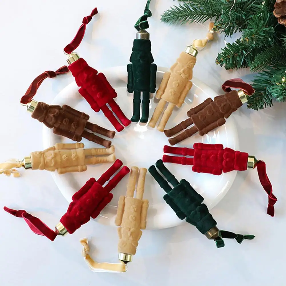 Christmas Nutcracker Ornament Colorful Nutcracker Hanging Ornament Festive Flocking Nutcracker Hanging Ornaments Christmas