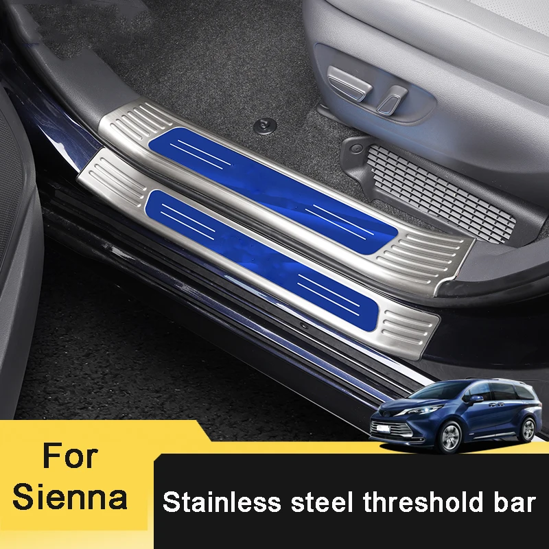 

Stainless Steel Car Door Sill Anti Kick Sticker Scuff Scratch Auto Door Threshold Strip Tape for Sienna 2021 2022 Accessories