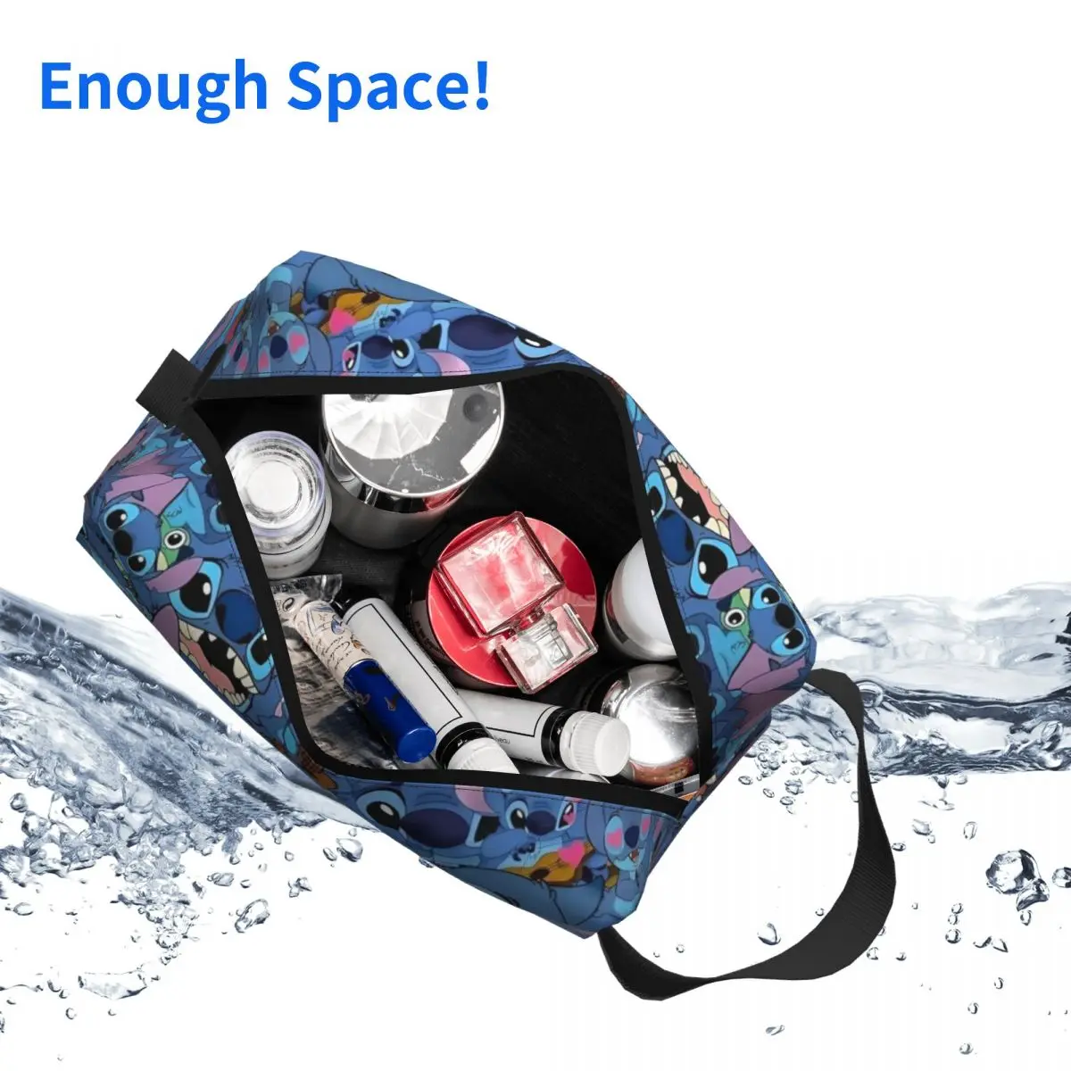 Custom Anime Stitch Pattern Toiletry Bag for Women Disney Cosmetic Makeup Organizer Lady Beauty Storage Dopp Kit Box 5