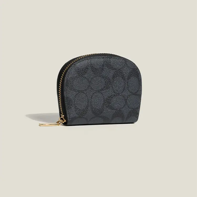 Ele Retro Multi-Card Wallet Handbag ort Size Women's Design Document Bag Zipper Closure PVC Material Geometric Pattern