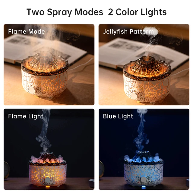Flame Volcano Aromatherapy Humidifiers Diffuser With Colored Lights 560ml Ultrasonic Essential Oils Diffuser With Remote Control 4