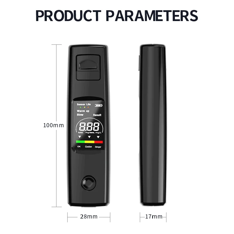 Portable Alcohol Tests Professional High Sensitivity Breathalyzer Alcohol Test Type-C Charging Digital Breath Tester