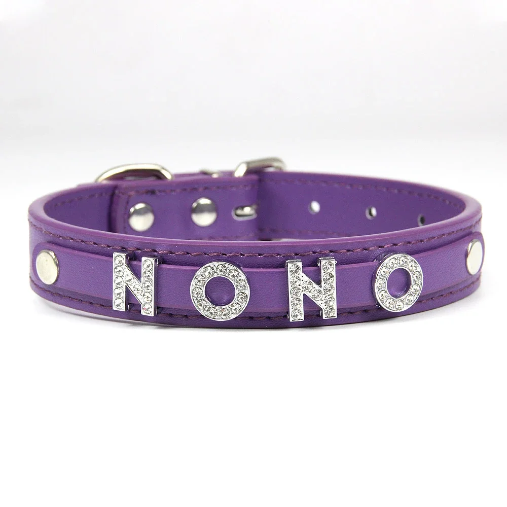 24 PCS Wholesale Plain PU Leather DIY Name ID Dog Collar Custom Letters Charms Puppy Cat Neck Strap Collars for Small Medium Dog