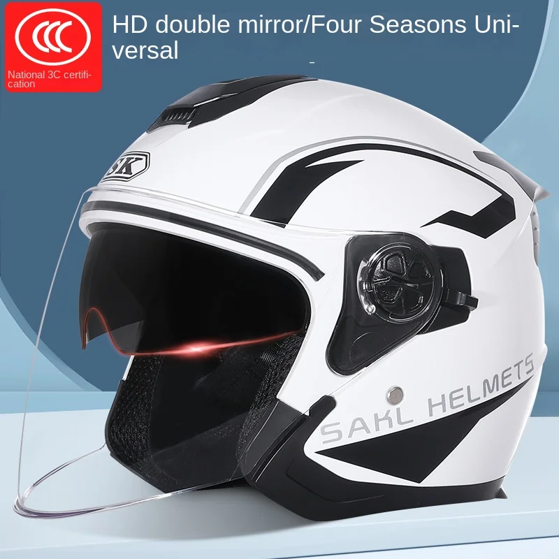 XK Motorcycle Helmet 3C Certification Half Helmet Unisex Four Seasons Universal Battery Car Helmet welding skull mask solar automatic darkening welding helmet li battery electric din4 9 13 tig mig welder mask protected shield