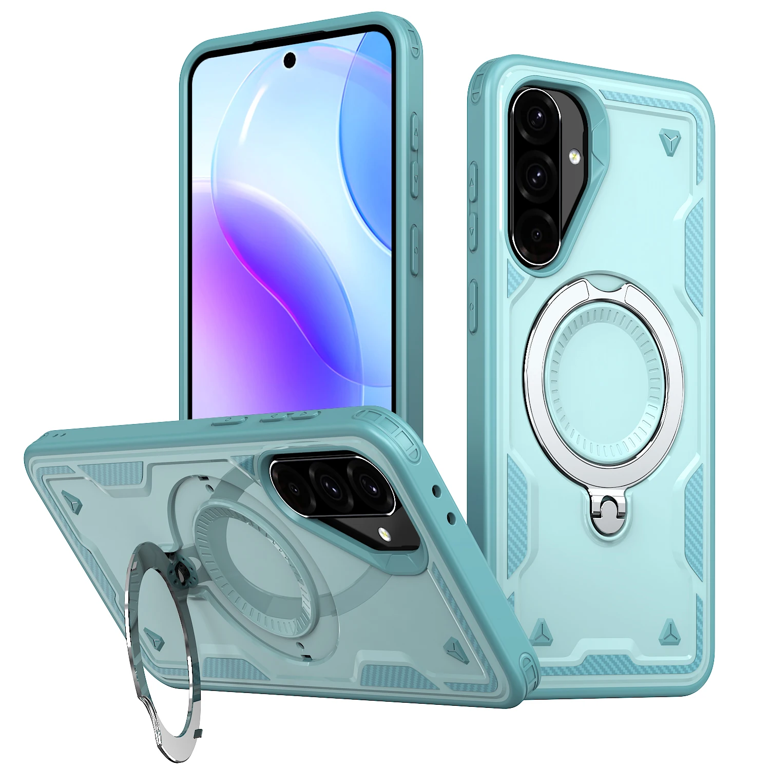 Enhanced Magnetic Armor Shockproof Phone Case with Wireless Charging Stand