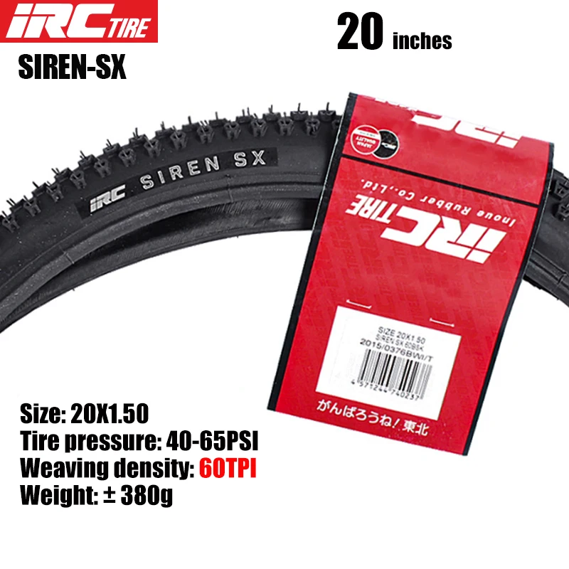 IRC SIREN 20inch Steel wire tire 20*1.5 20*1.75 20*1-1/8 60TPI BMX