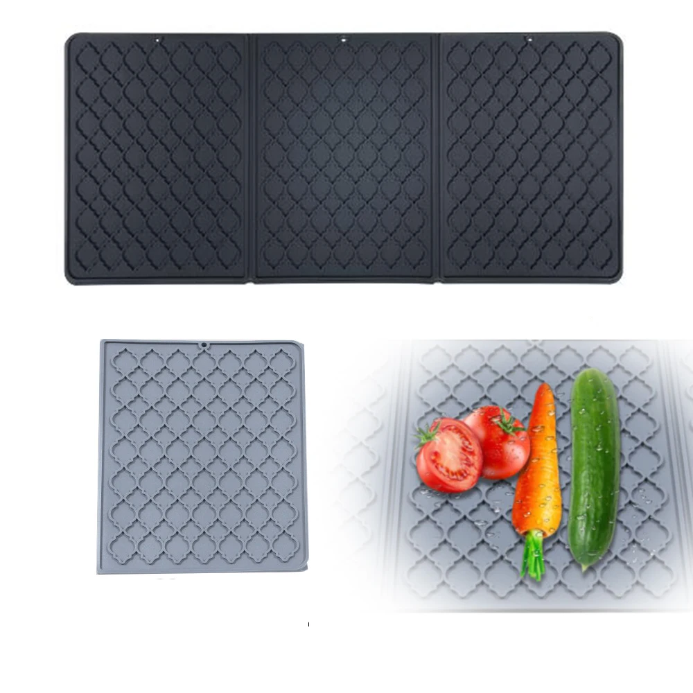 

Силиконовый коврик для сушки посуды, складной коврик для слива, кухонная столешница, подстилка для посуды, палочек, чашек